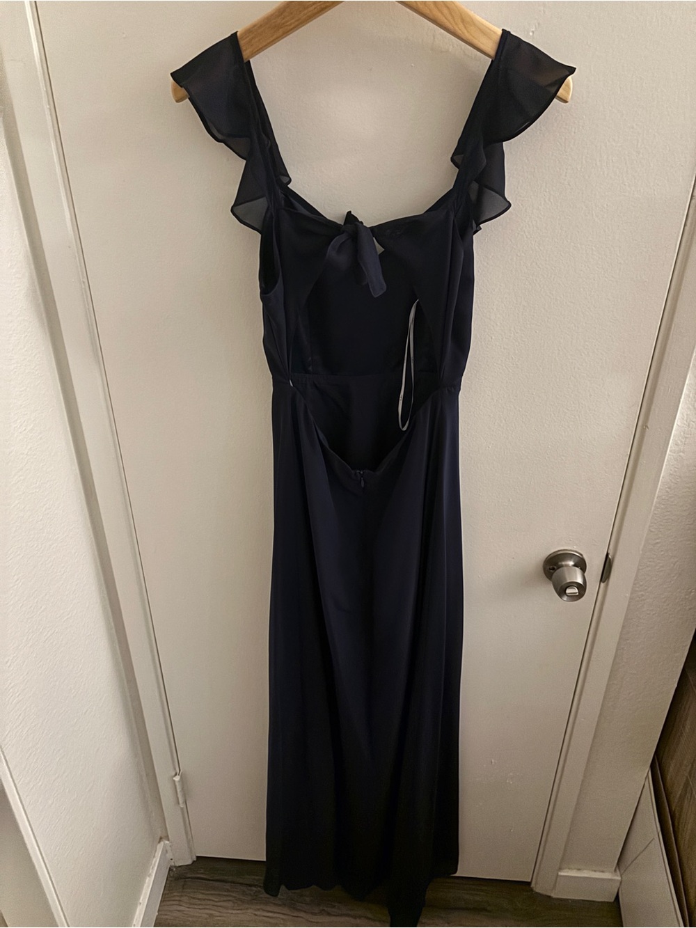 Lulu's Navy Ruffle-Shoulder Maxi Dress - Picture 3 of 4